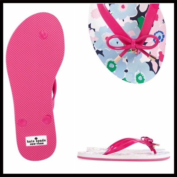 KATE SPADE SANDALS SIGNATURE PRINT BOW SLIDES - Picture 3 of 8